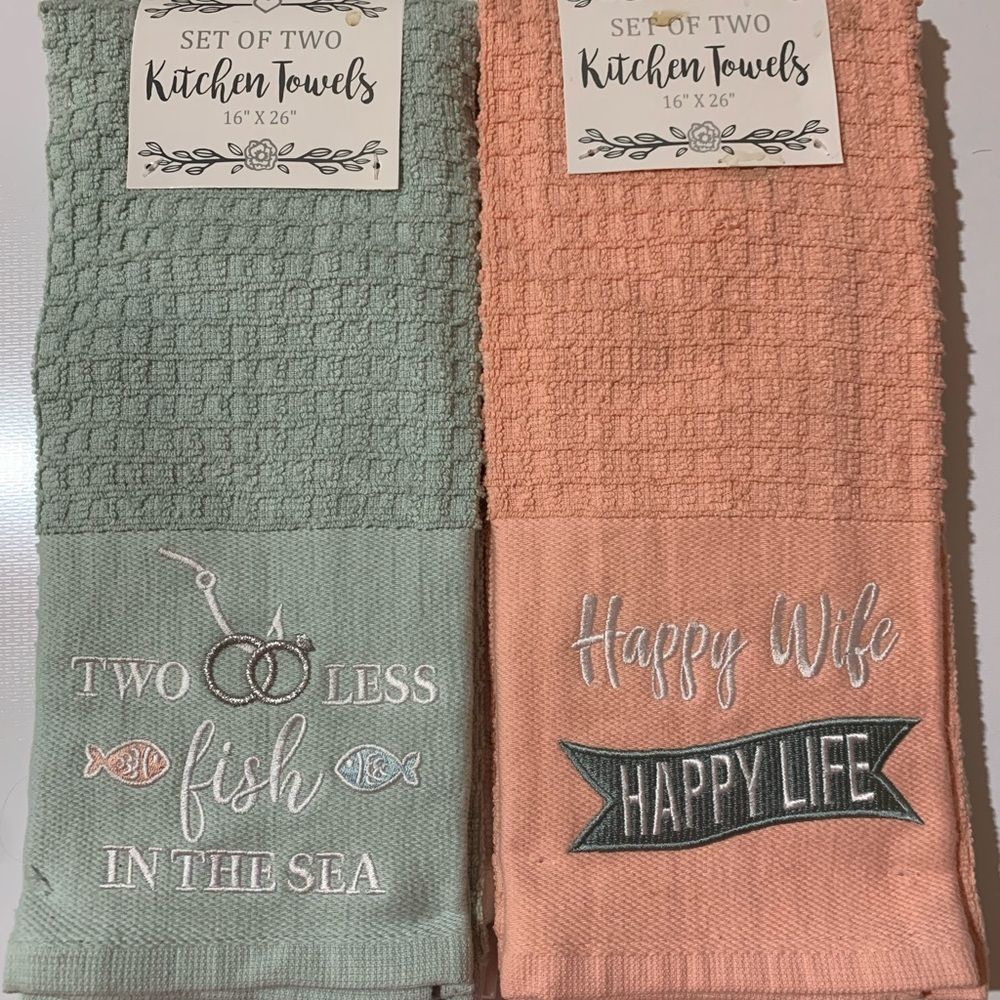 Set of 2 dish cloths with cute phrases